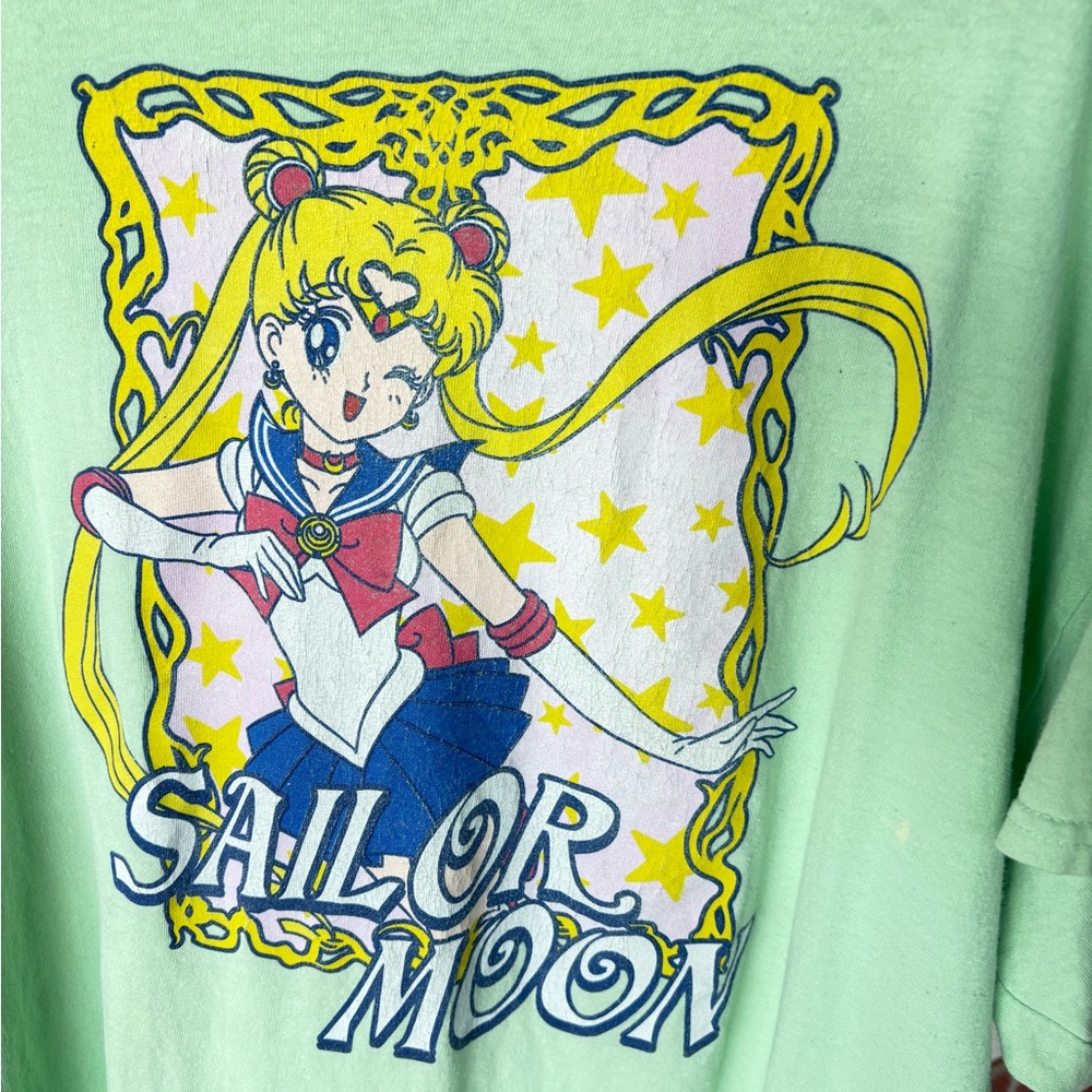 Vintage 90s Sailors Moon mint green Short Sleeve Tee - size XXL